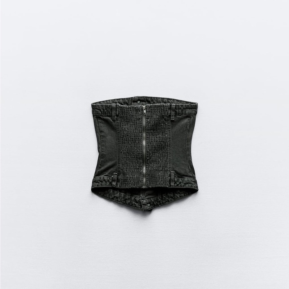 SALE! ZARA NWT CORSET STYLE DENIM TOP TRF - Picture 6 of 8